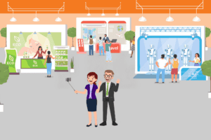 Professionals networking at local trade show booths, generating leads, and building valuable business connections