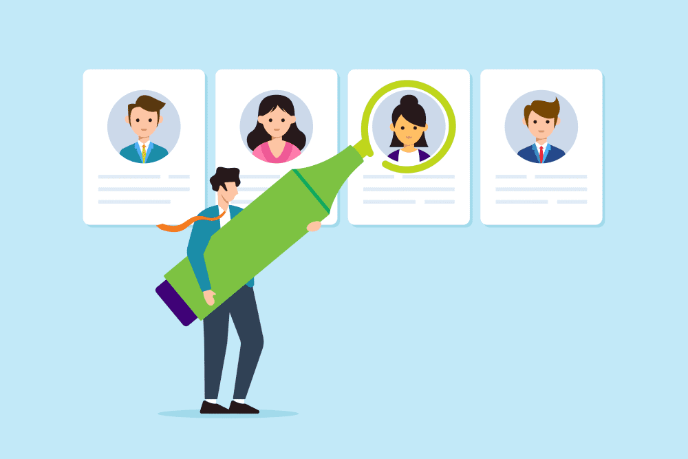 Illustration of evaluating candidates with sales assessment process